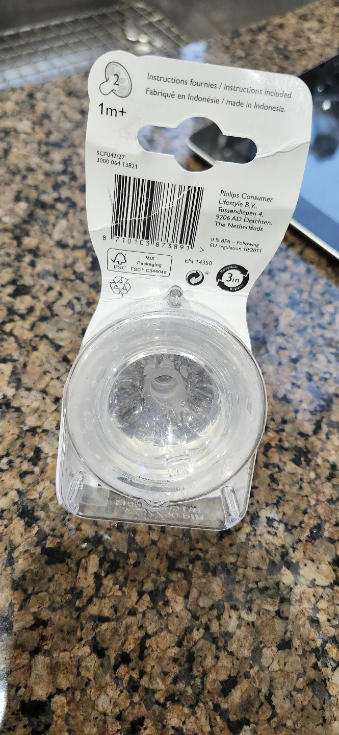 Philips Avent Natural Baby Bottle Nipple - 2 Flow, 1m+ thumbnail