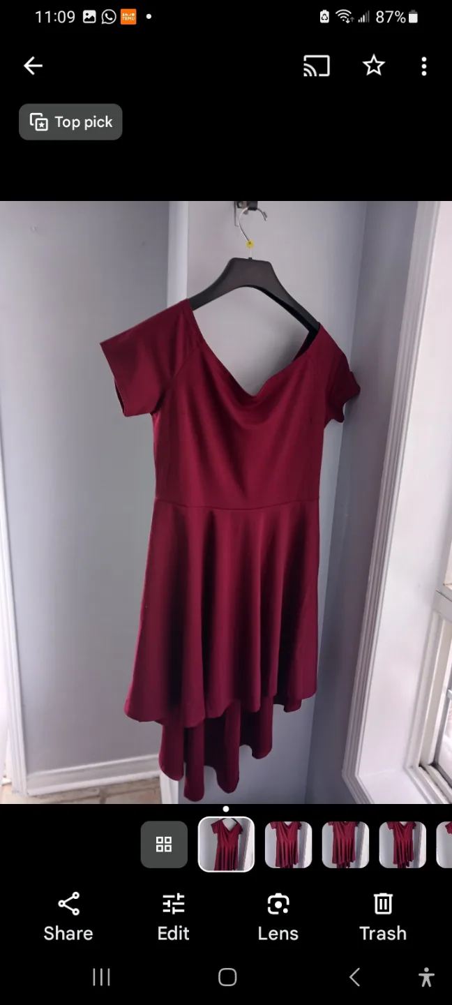 Burgundy High-Low Dress thumbnail