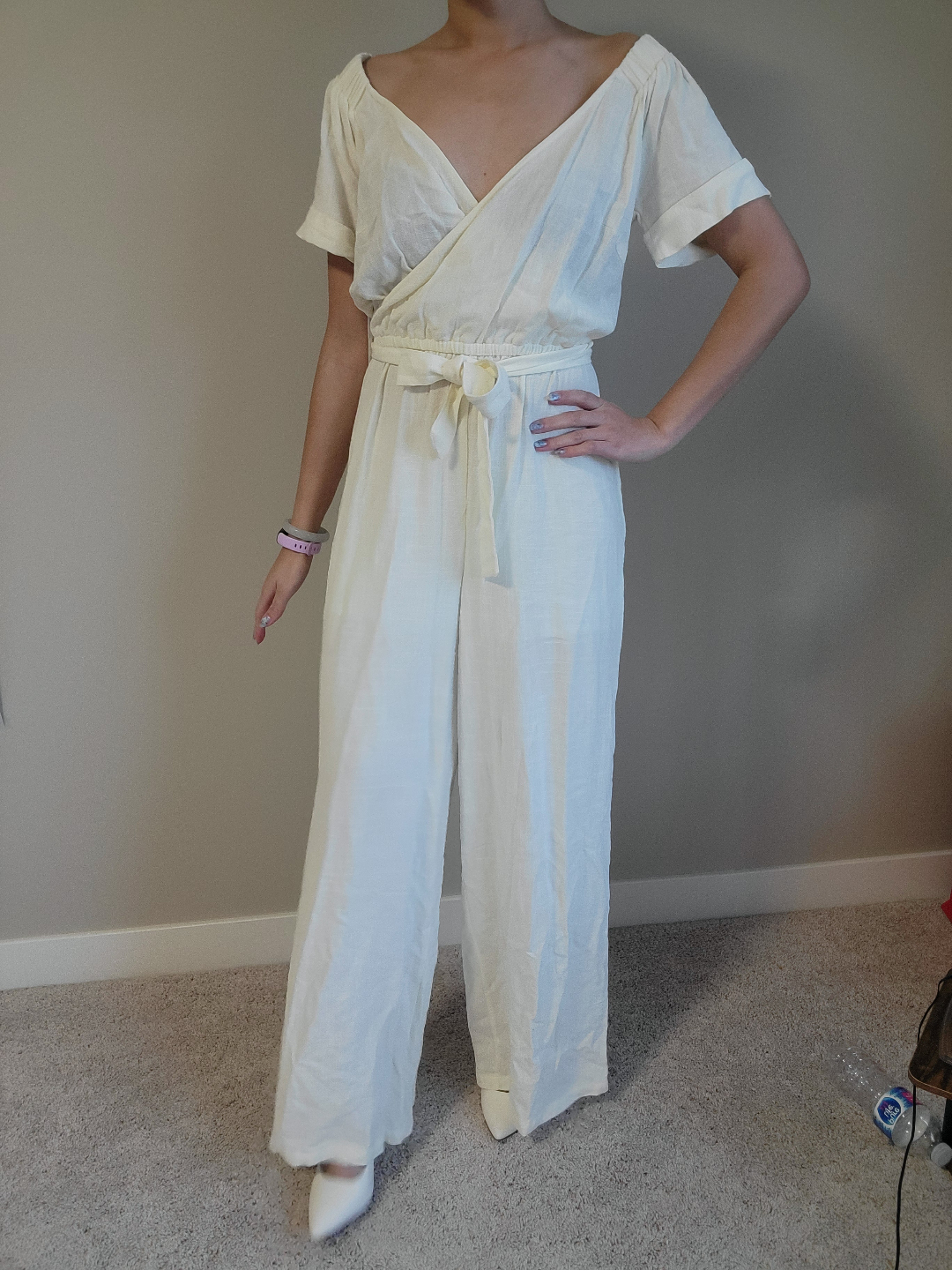 Cream-coloured linen jumpsuit - photo 2