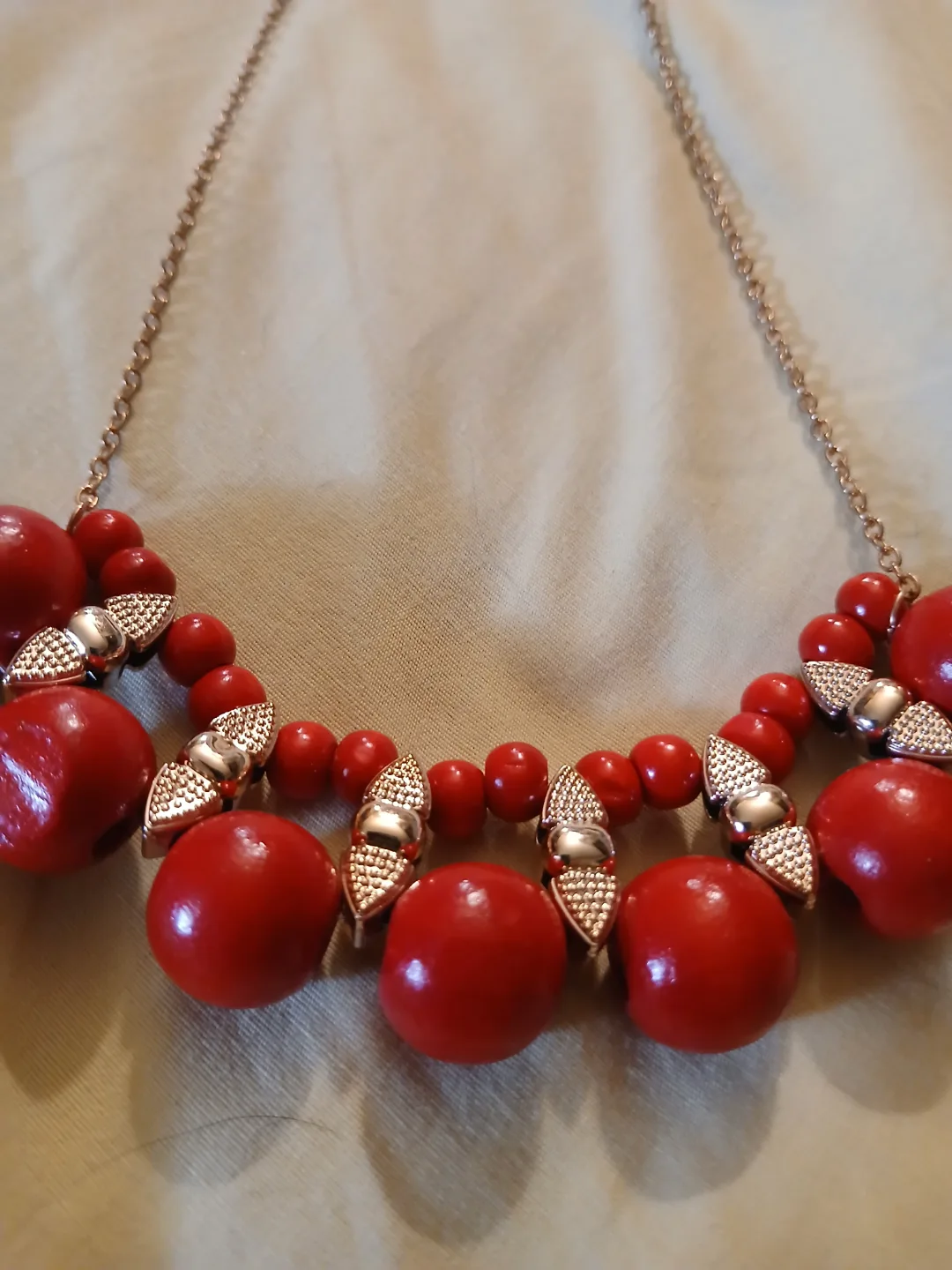 Red Beaded Statement Necklace image indicator(2)