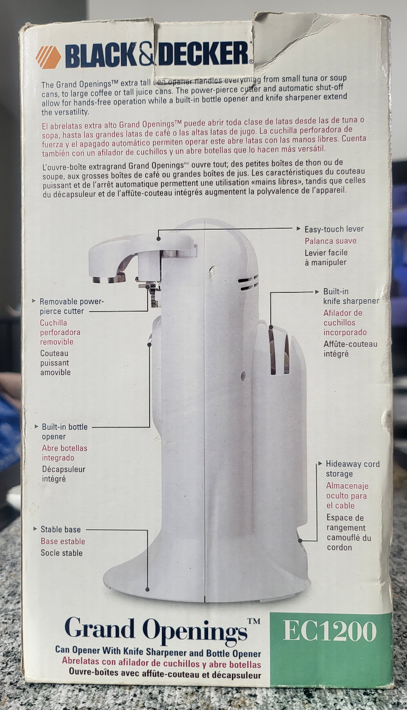 Black & Decker Grand Openings EC1200 Can Opener - photo 2