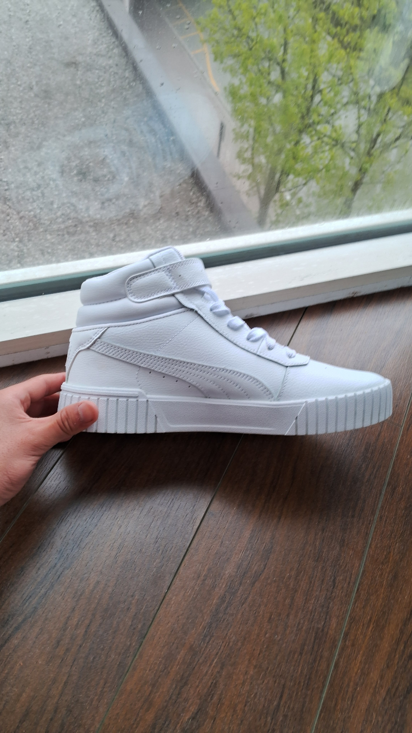 Puma Cali Mid Top Sneakers - Women's Size 8 - White Leather