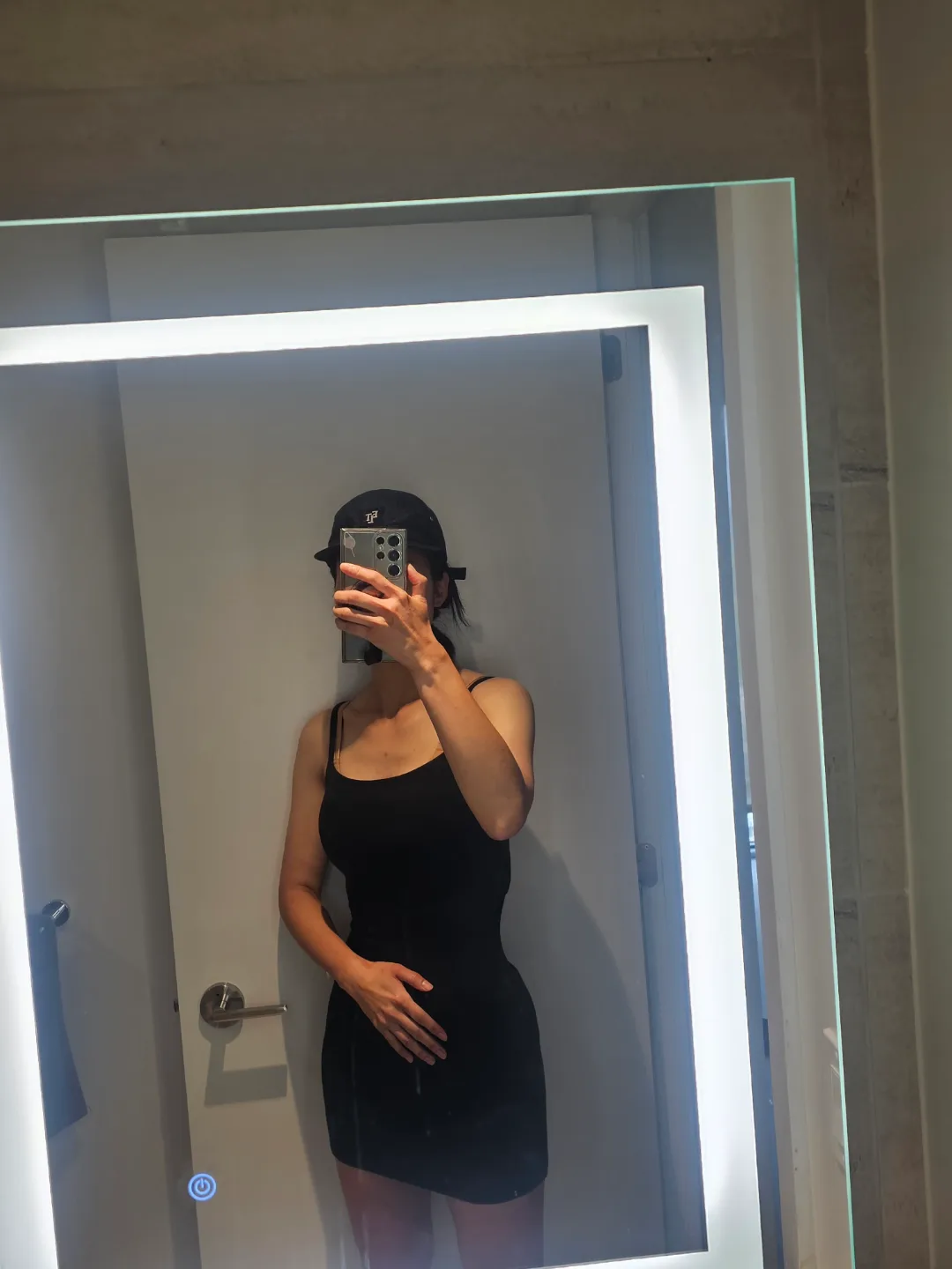 Black Ribbed Mini Dress with Open Back image indicator(2)