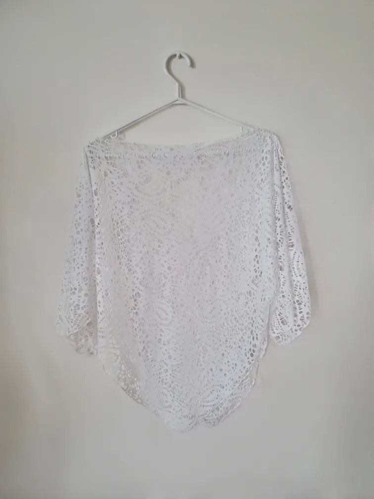 White Crochet Lace Cover-Up image indicator(2)