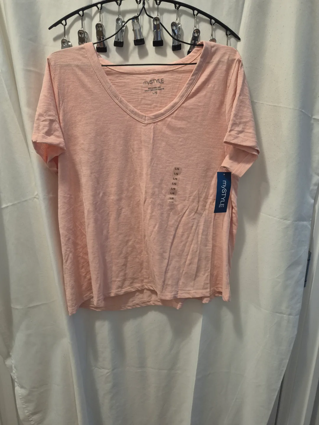 myStyle Relaxed Fit V-Neck T-Shirt - Peach - Large thumbnail