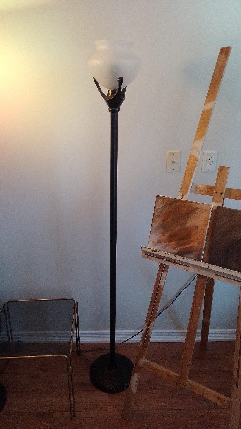 Vintage Floor Lamp with Stained Glass Vase-Like Shade - photo 2