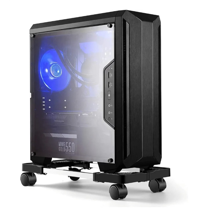 Hmseng Adjustable Mobile CPU Stand with Rolling Caster Wheels - photo 2