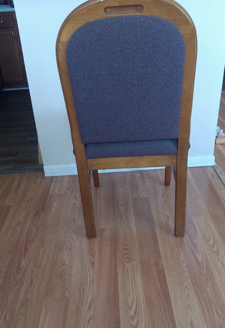 Wooden Dining Chair with Dark Purple Upholstery - photo 3