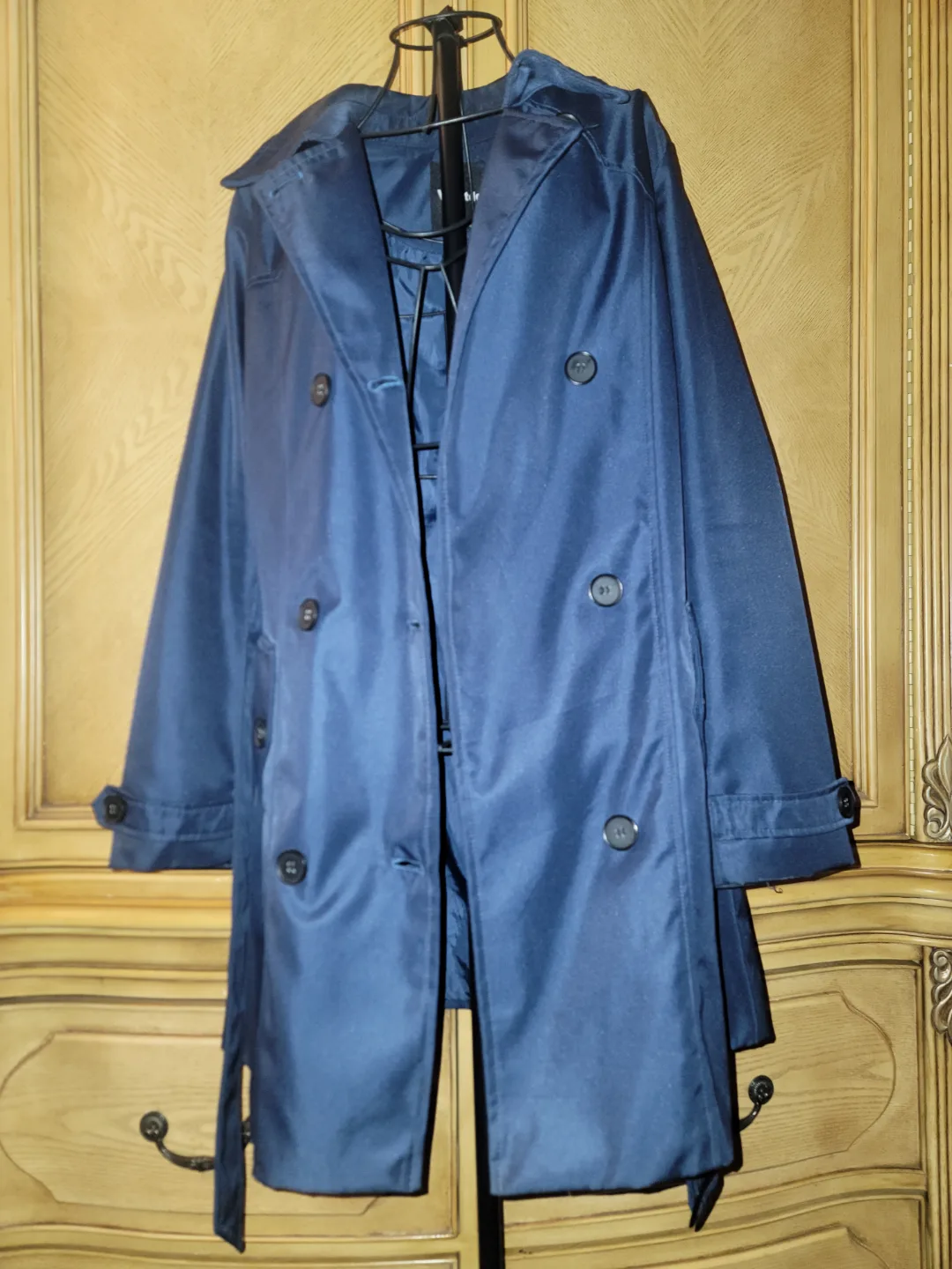 Women's Navy Blue Trench Coat image indicator(4)