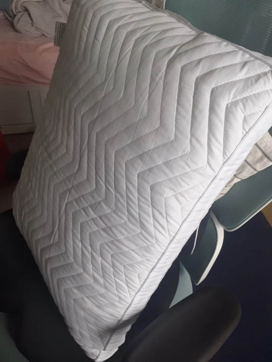 White Quilted Pillow thumbnail