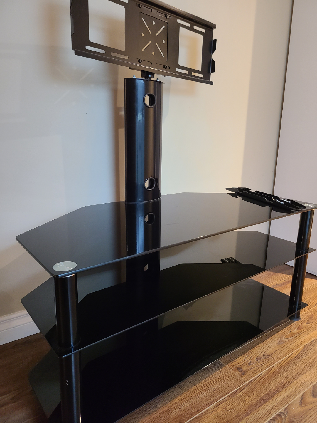 Black Glass TV Stand with TV Mount - photo 3