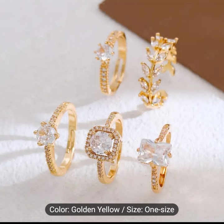 5-Piece Gold Ring Set with Cubic Zirconia - photo 5