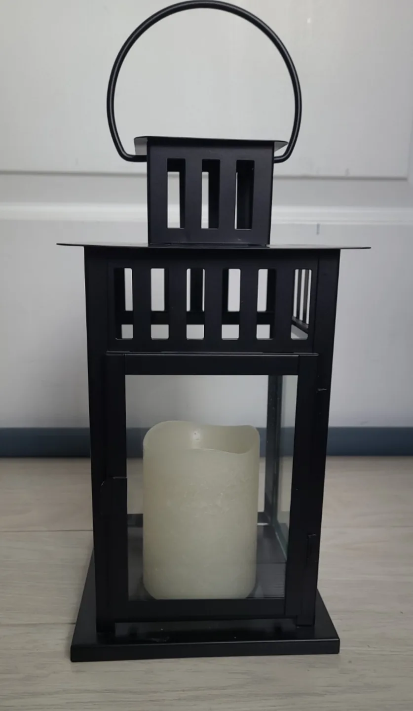 Black Metal Lantern with Glass Panels image indicator(2)