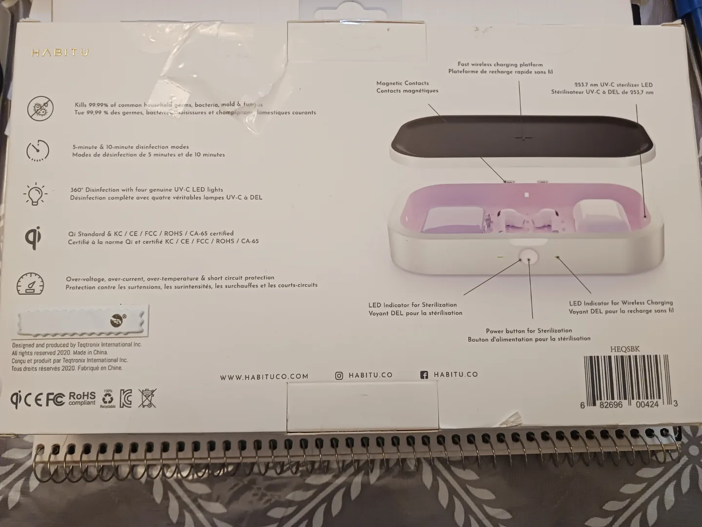 Habitu UV Sterilizer and Wireless Charging image indicator(2)