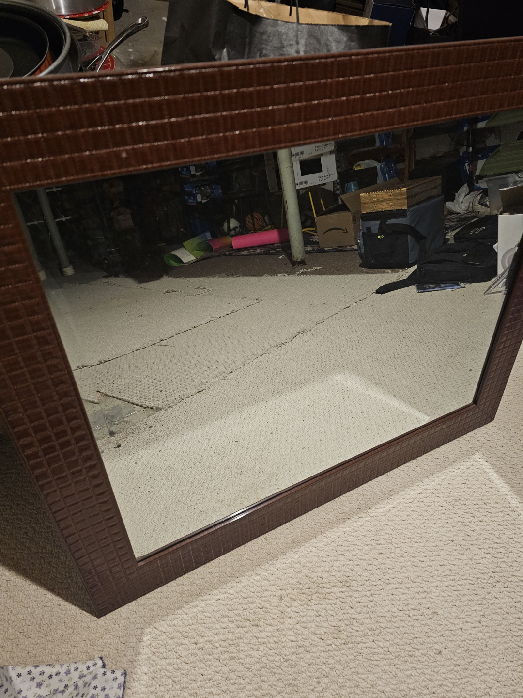 Large Brown Framed Mirror