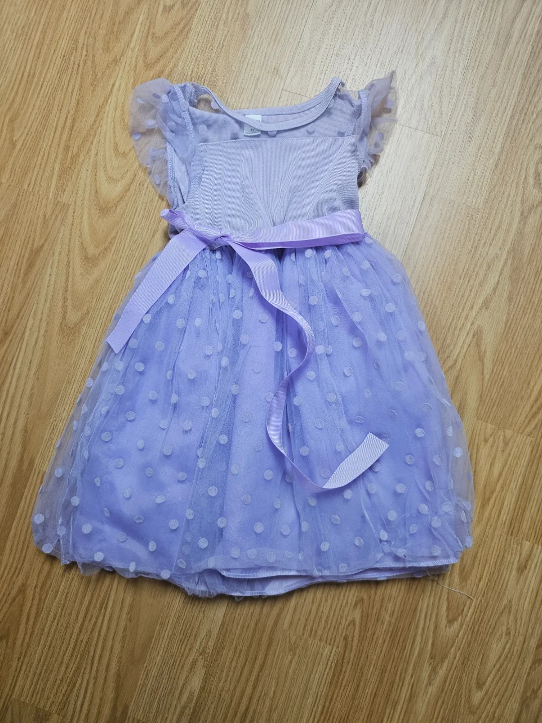 Girls Lavender Polka Dot Dress Size 6 thumbnail