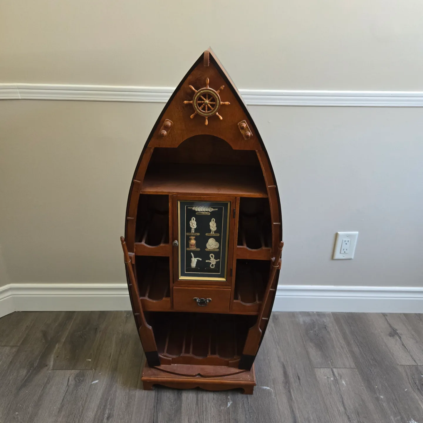 Wooden Boat-Shaped Wine Rack thumbnail