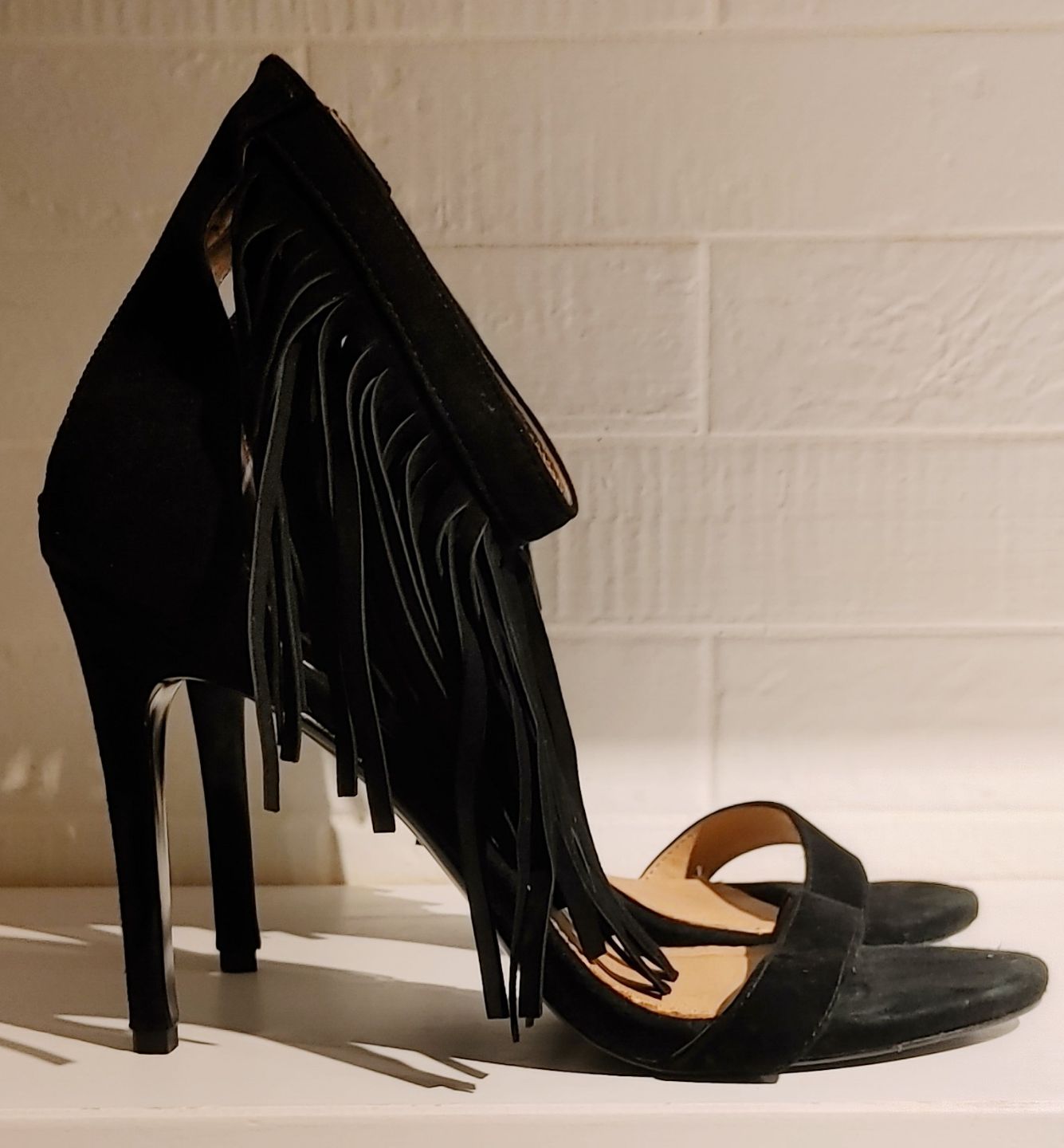 Steve Madden Black Fringe Heels