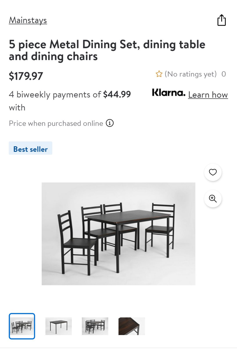 Mainstays 5-Piece Metal Dining Set