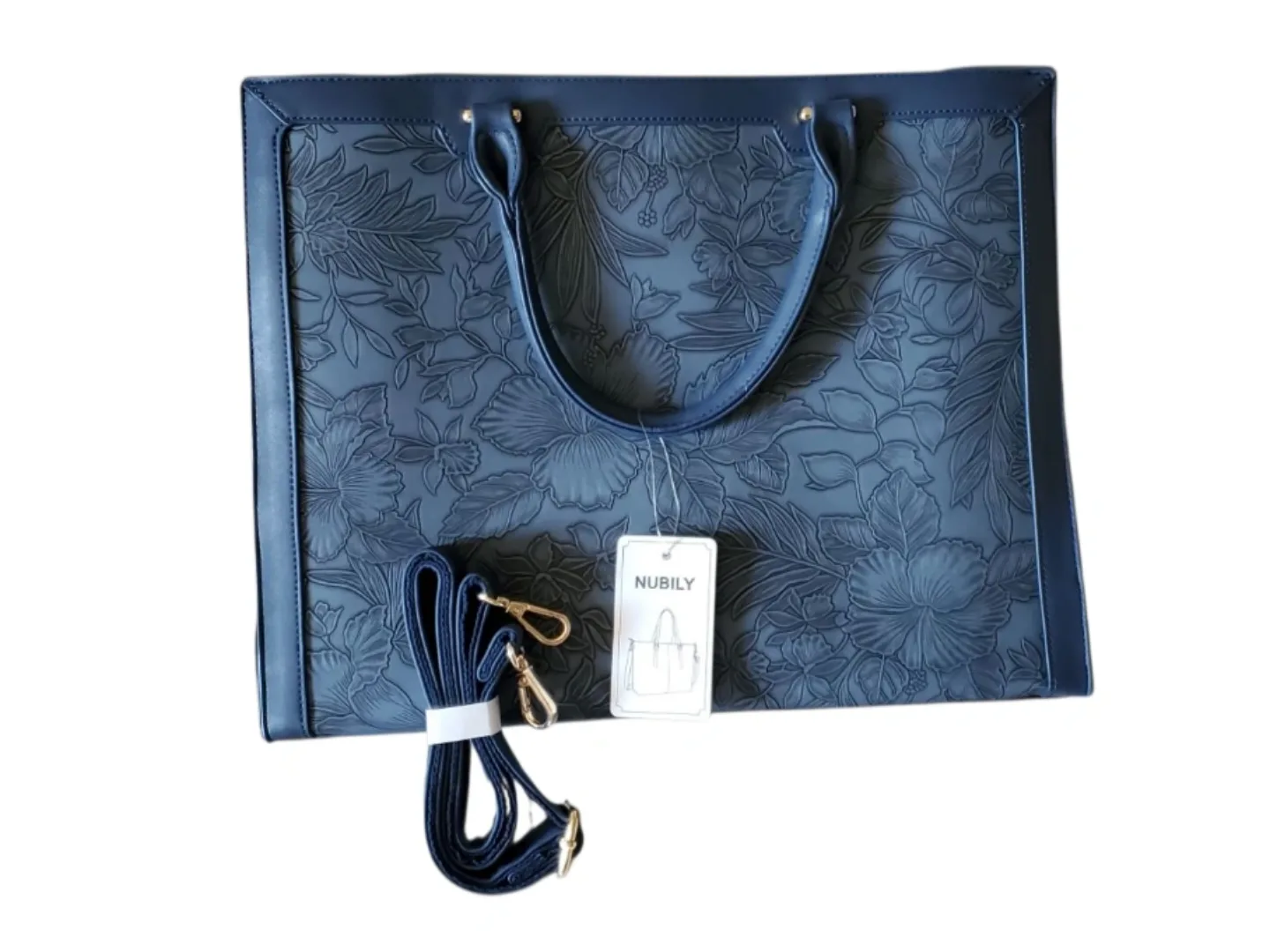 NUBILY Embossed Floral Tote Bag image indicator(4)