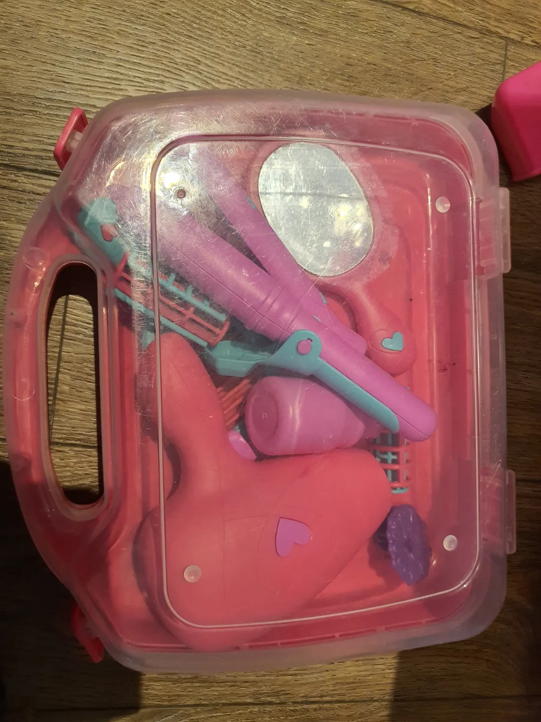 Pink Unicorn dresser table with stool and Accessories#freecycle image indicator(5)