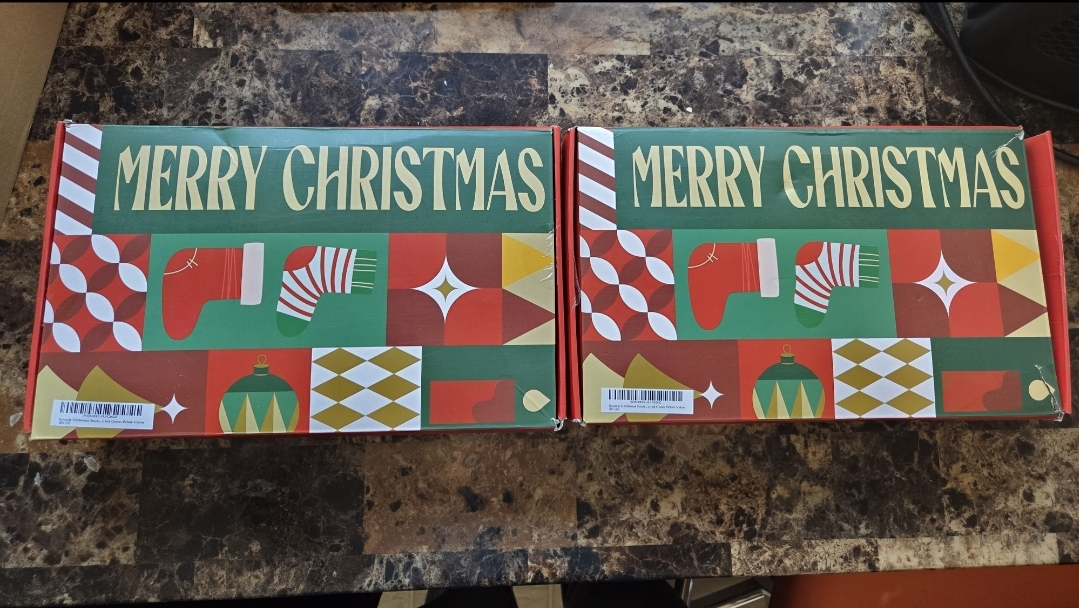 2 Brand New Cute Holding Hands Christmas Stockings, Name Tags