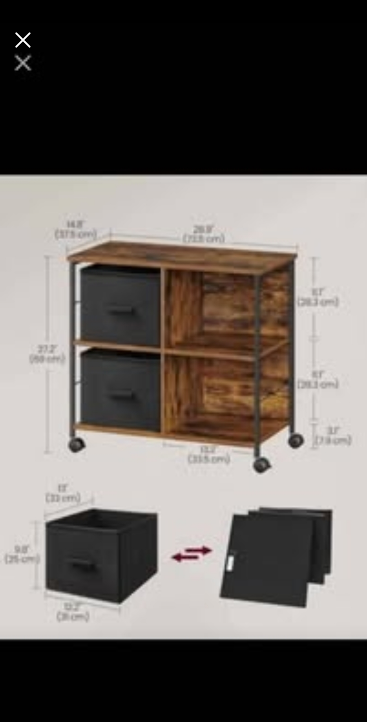 Rustic Industrial Mobile Storage Organizer with Drawers - photo 2
