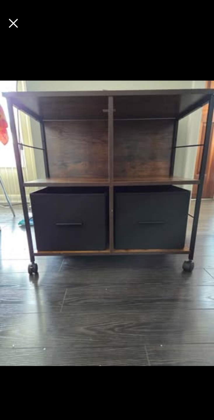 Rustic Industrial Mobile Storage Organizer with Drawers - photo 3