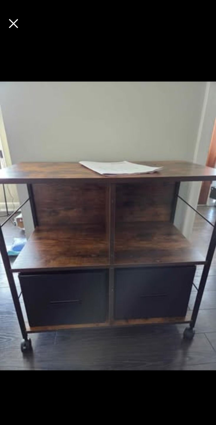Rustic Industrial Mobile Storage Organizer with Drawers - photo 4