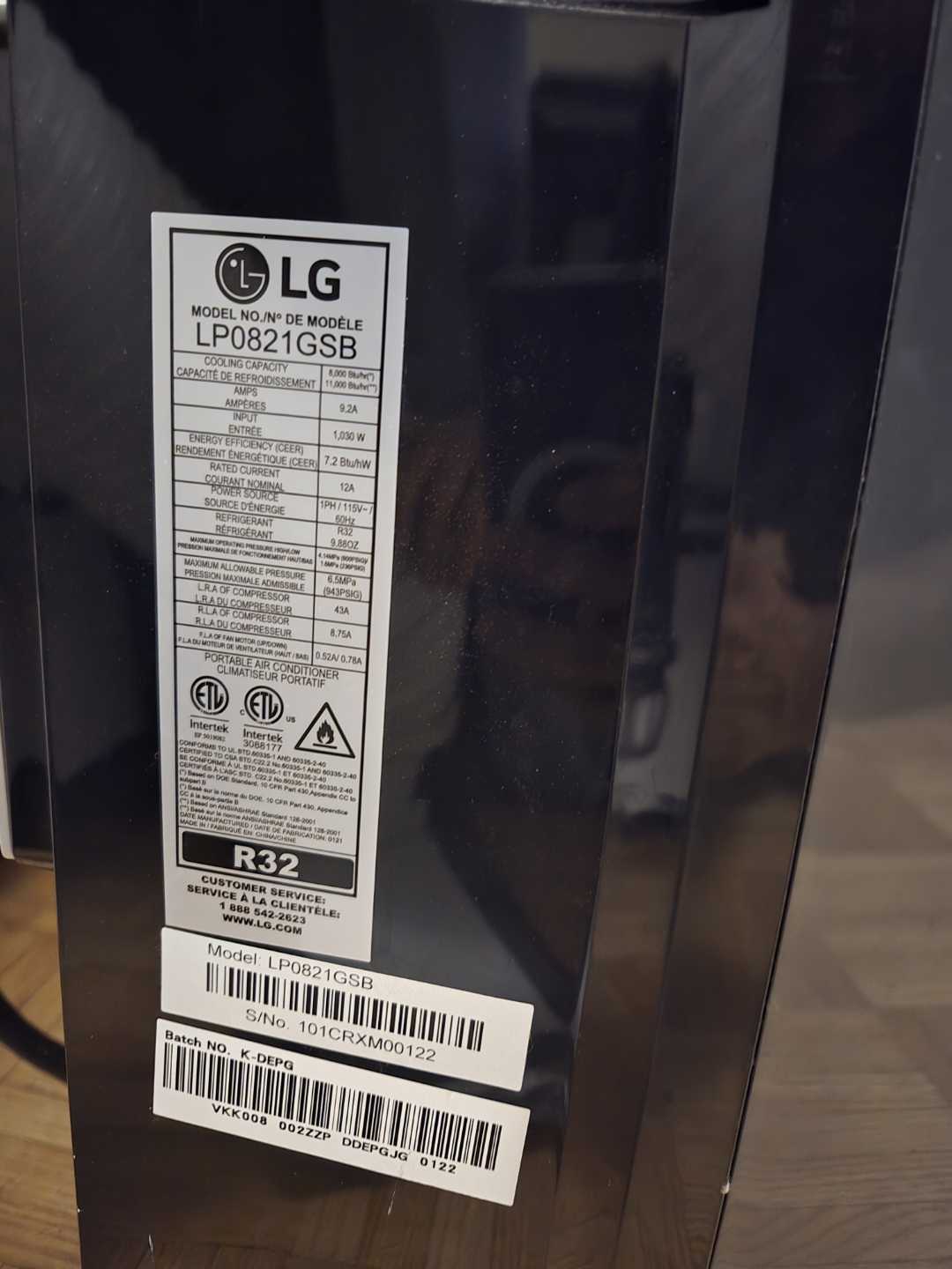 LG LP0821GSP Portable Air Conditioner - photo 3