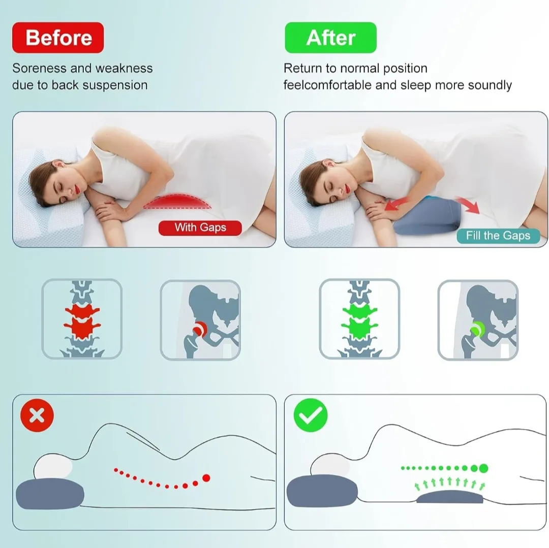 Gel-infused lumbar support pillow for back pain relief image indicator(3)