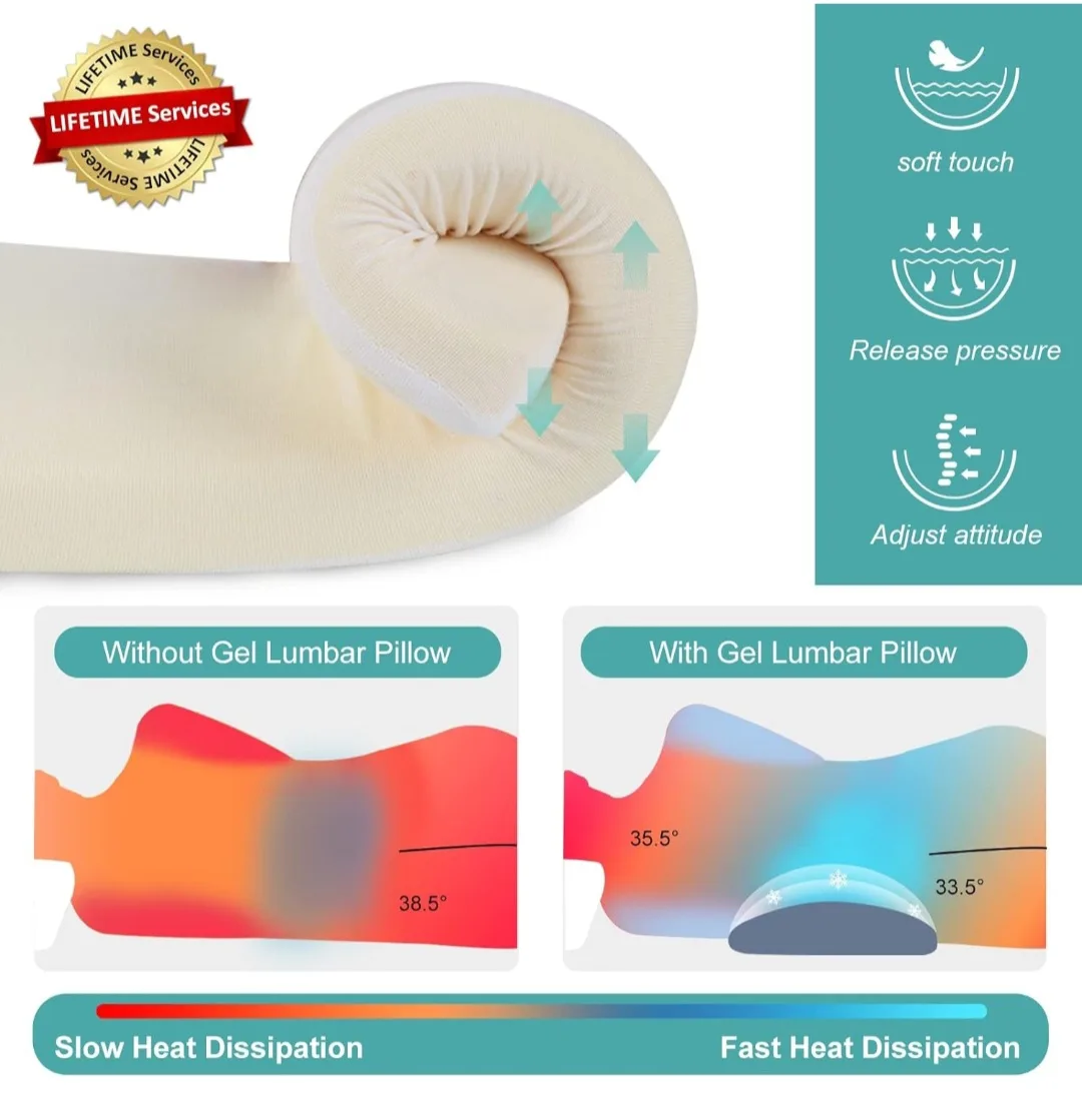 Gel-infused lumbar support pillow for back pain relief image indicator(5)