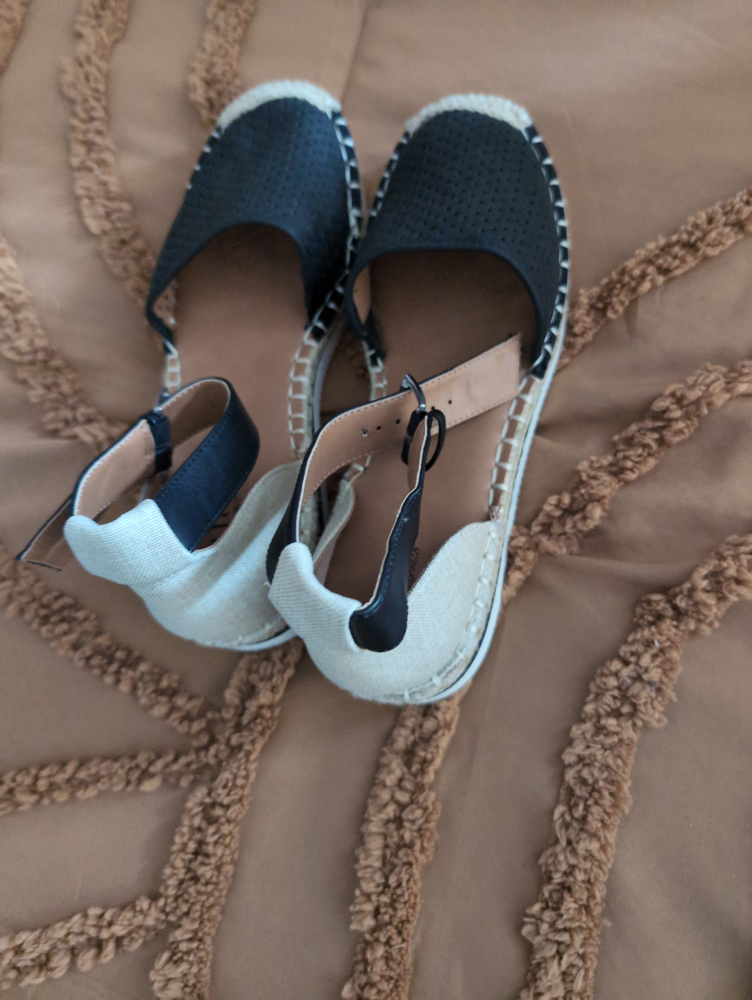 Women's Black Perforated Espadrille Sandals - photo 2
