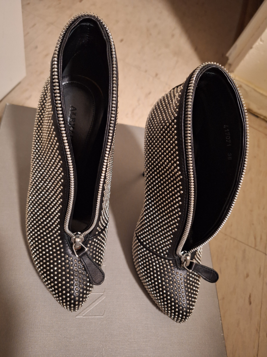 Alexander McQueen Black Studded Zip Boots - Size 38 - photo 3