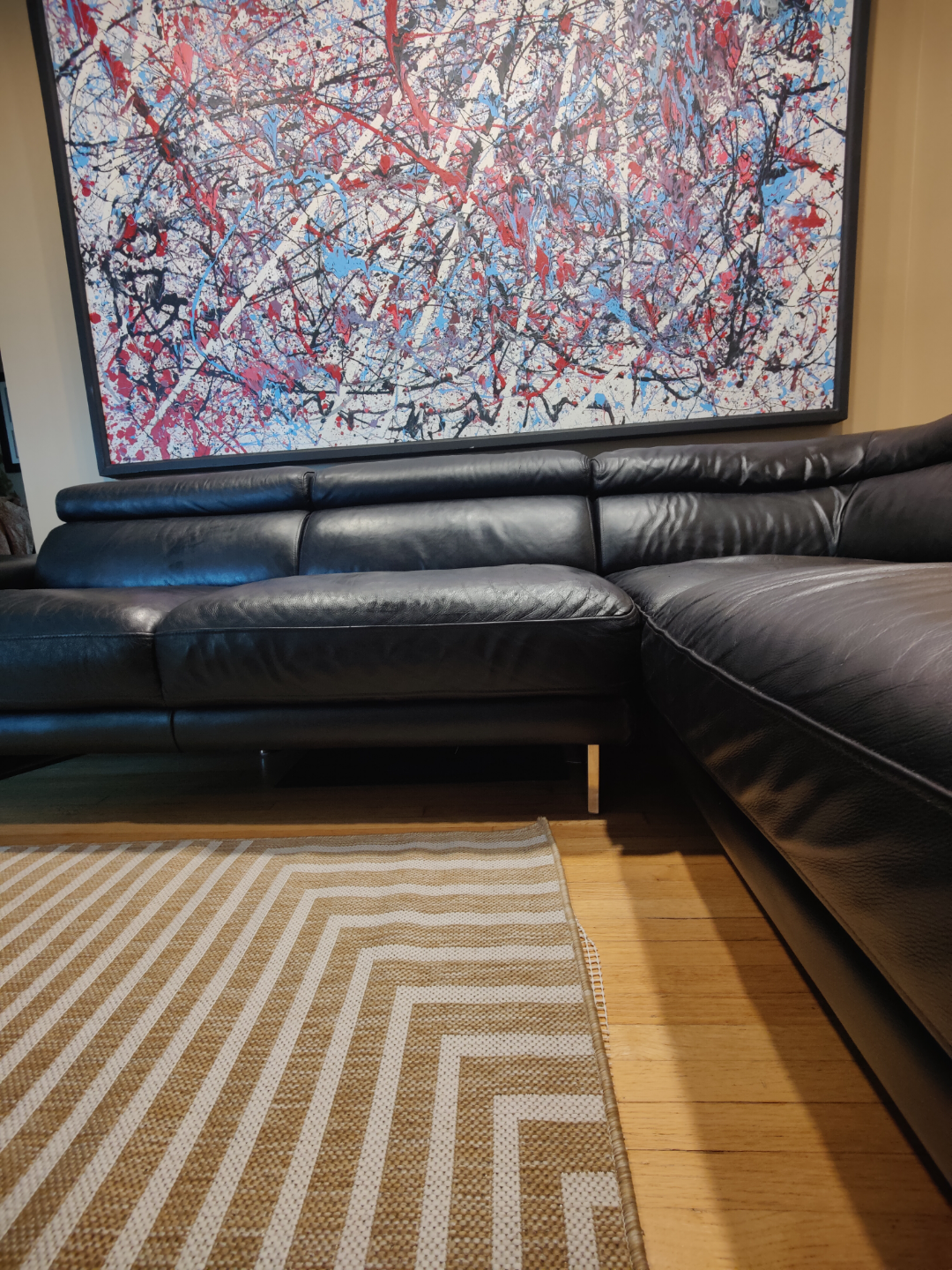 Black Leather sectional sofa - photo 3