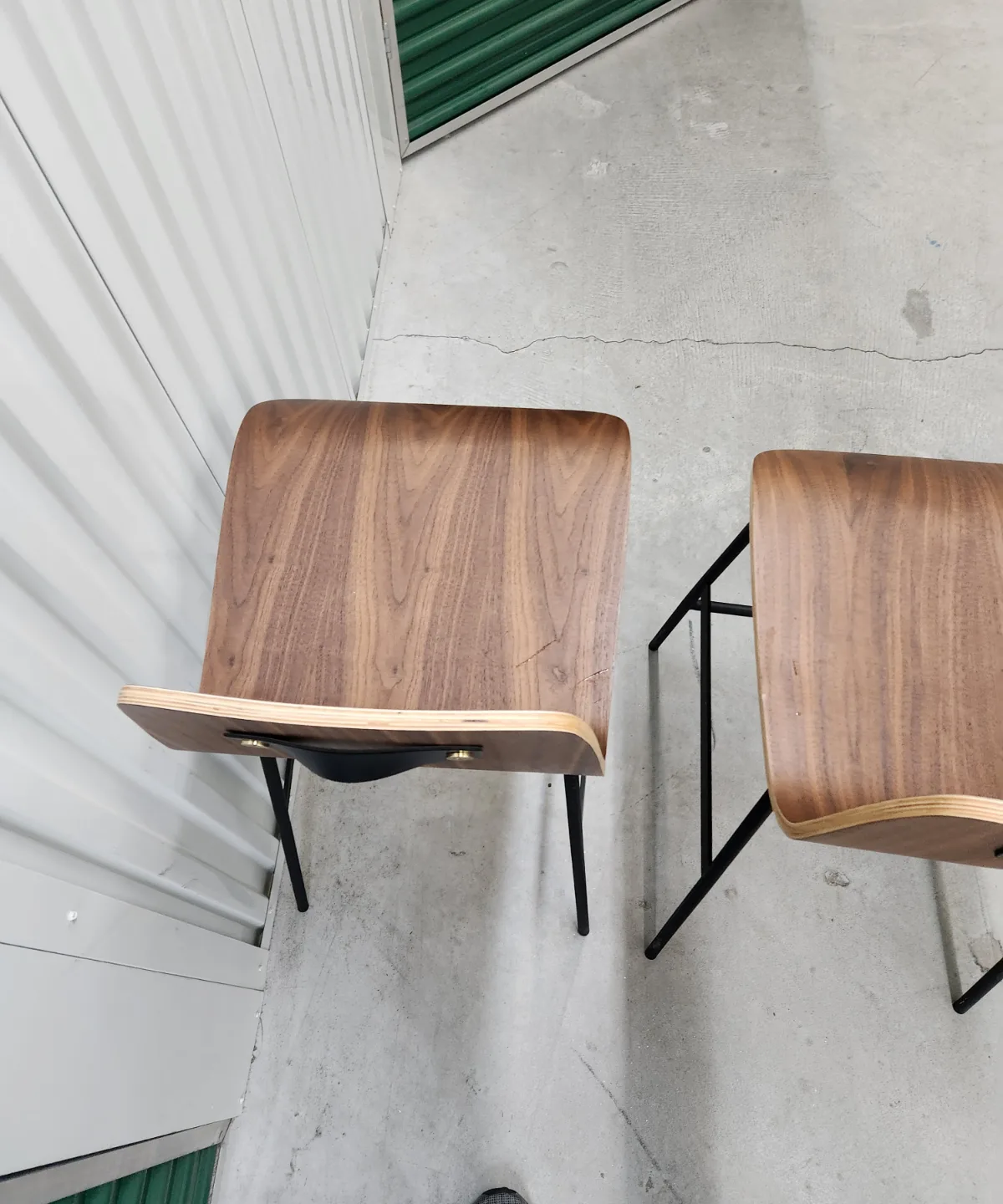 Set of Three Gus* Walnut Wood Bar Stools with Black Metal Legs image indicator(5)