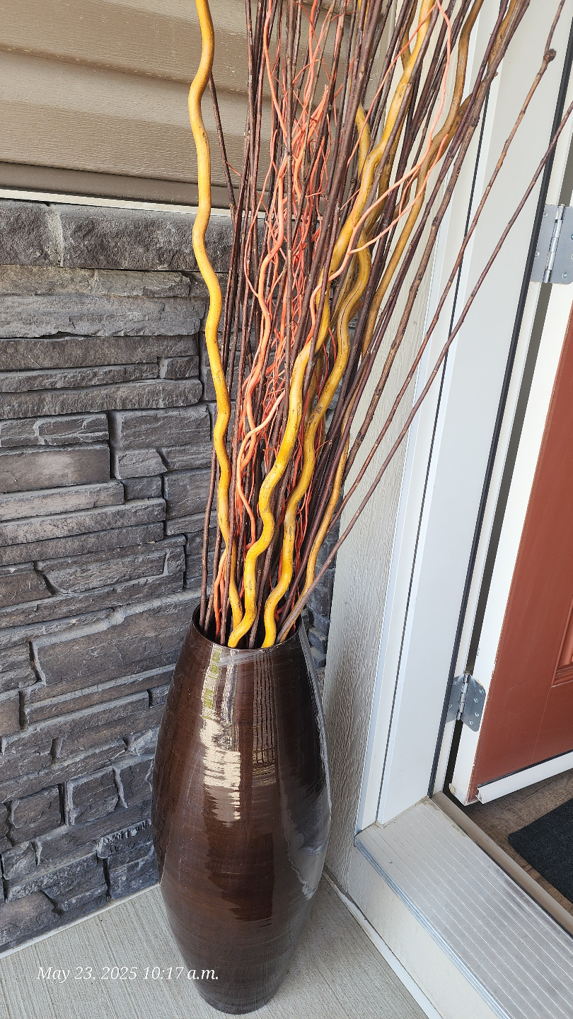 Tall Brown Vase with Decorative Branches - photo 3