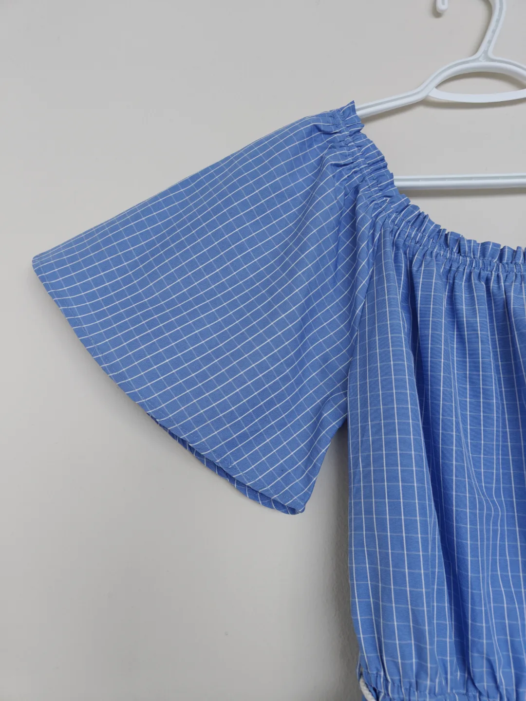 Girls' Blue Gingham Off-the-Shoulder Dress Size 8-16 image indicator(3)