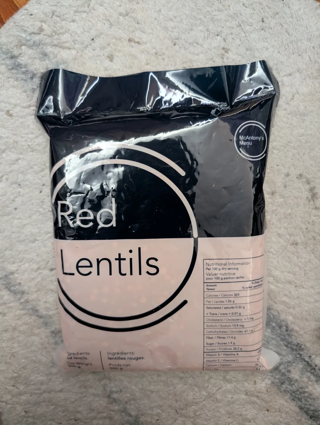 McAntony's Menu Red Lentils - 500g Bag thumbnail