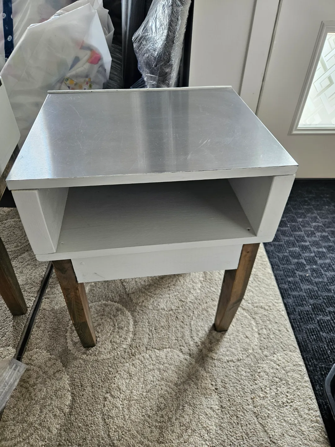 Pair of Modern End Tables with Metal Tops thumbnail