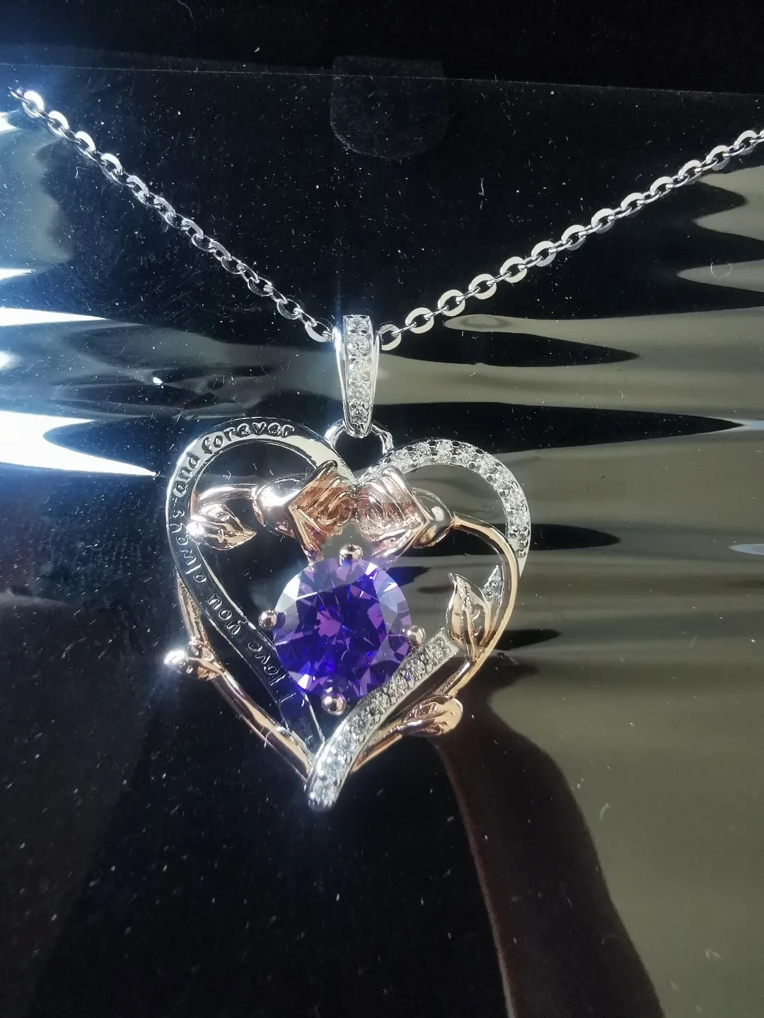 925 SILVER HEART SHAPE ROSE GOLD NECKLACE image indicator(9)