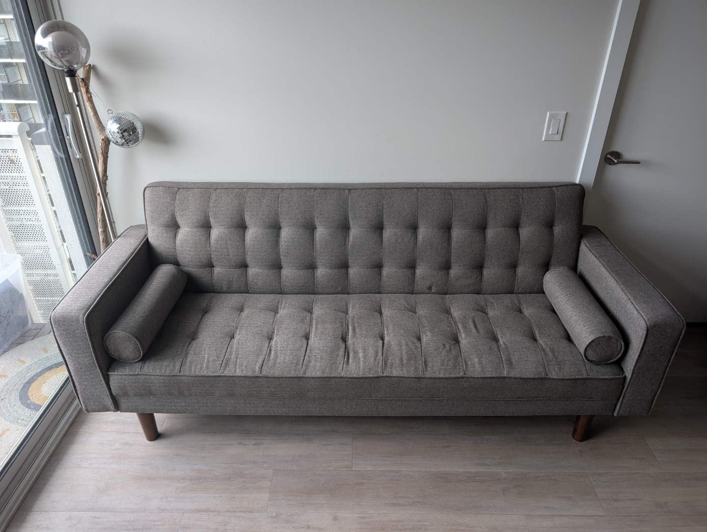Structube Jean Grey Sofa Bed with Wooden Legs