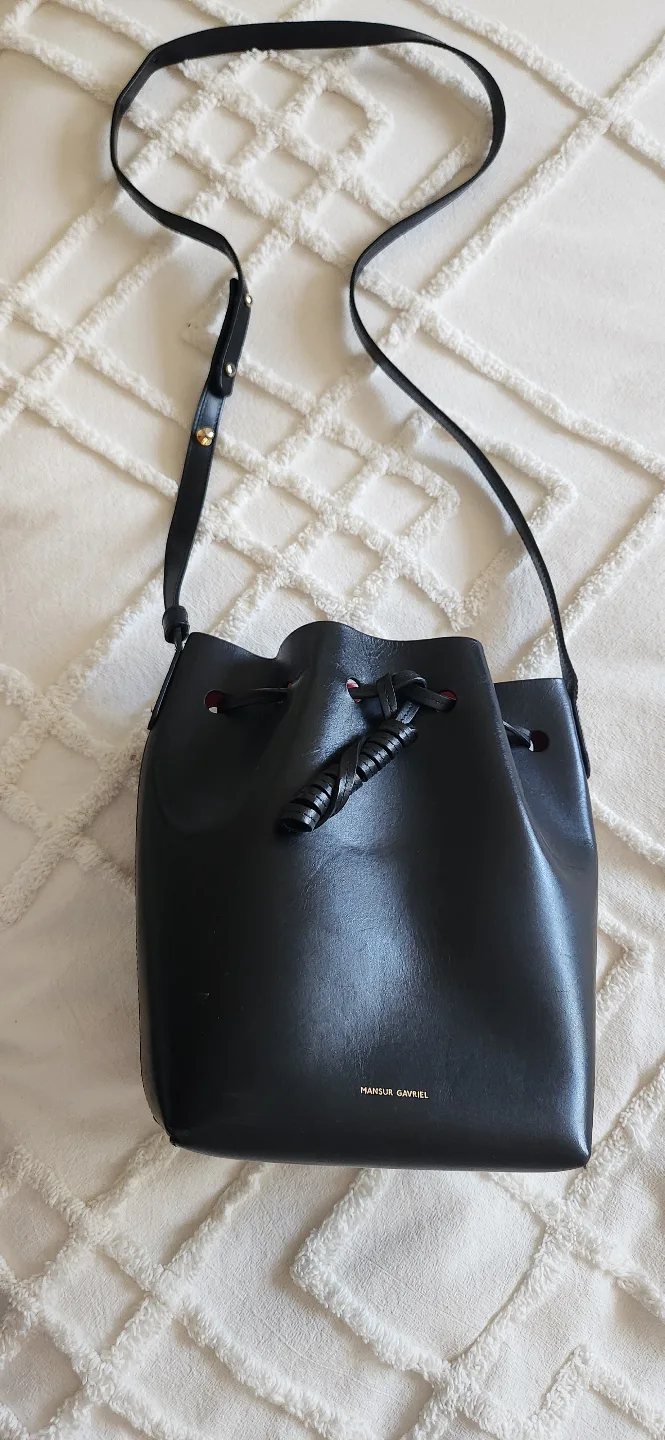 Mansur Gavriel Mini Bucket Bag - Black Leather image indicator(7)