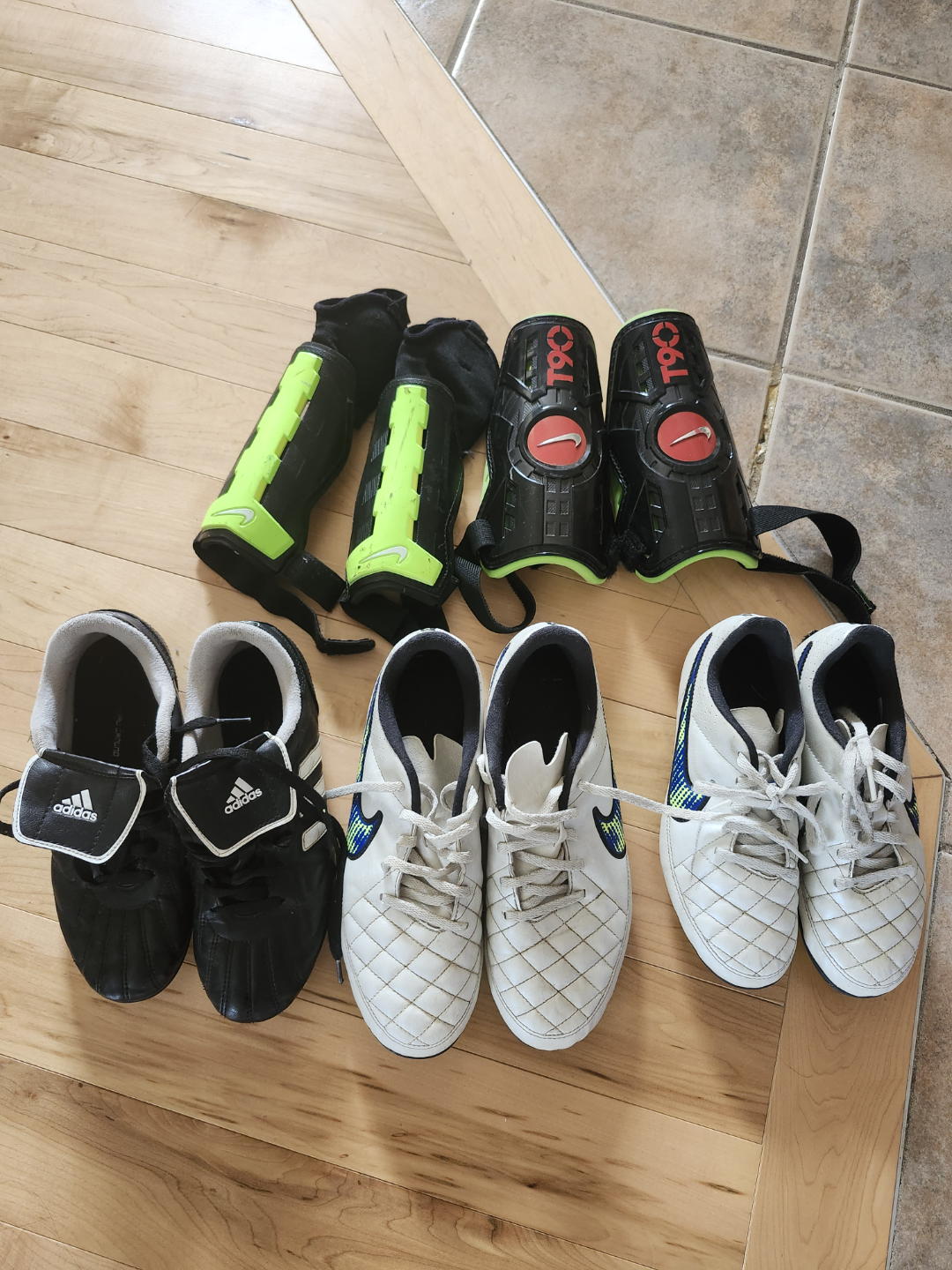 Kids Soccer Cleats & Shin Guards Bundle - Adidas & Nike
