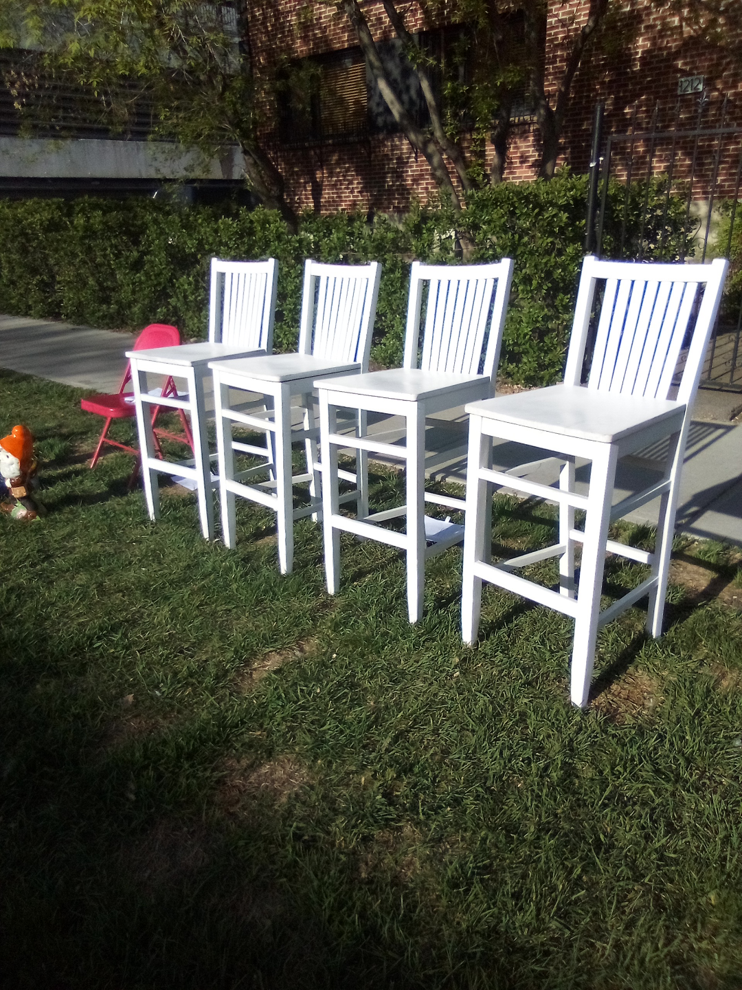 Set of Four White Bar Stools - photo 2