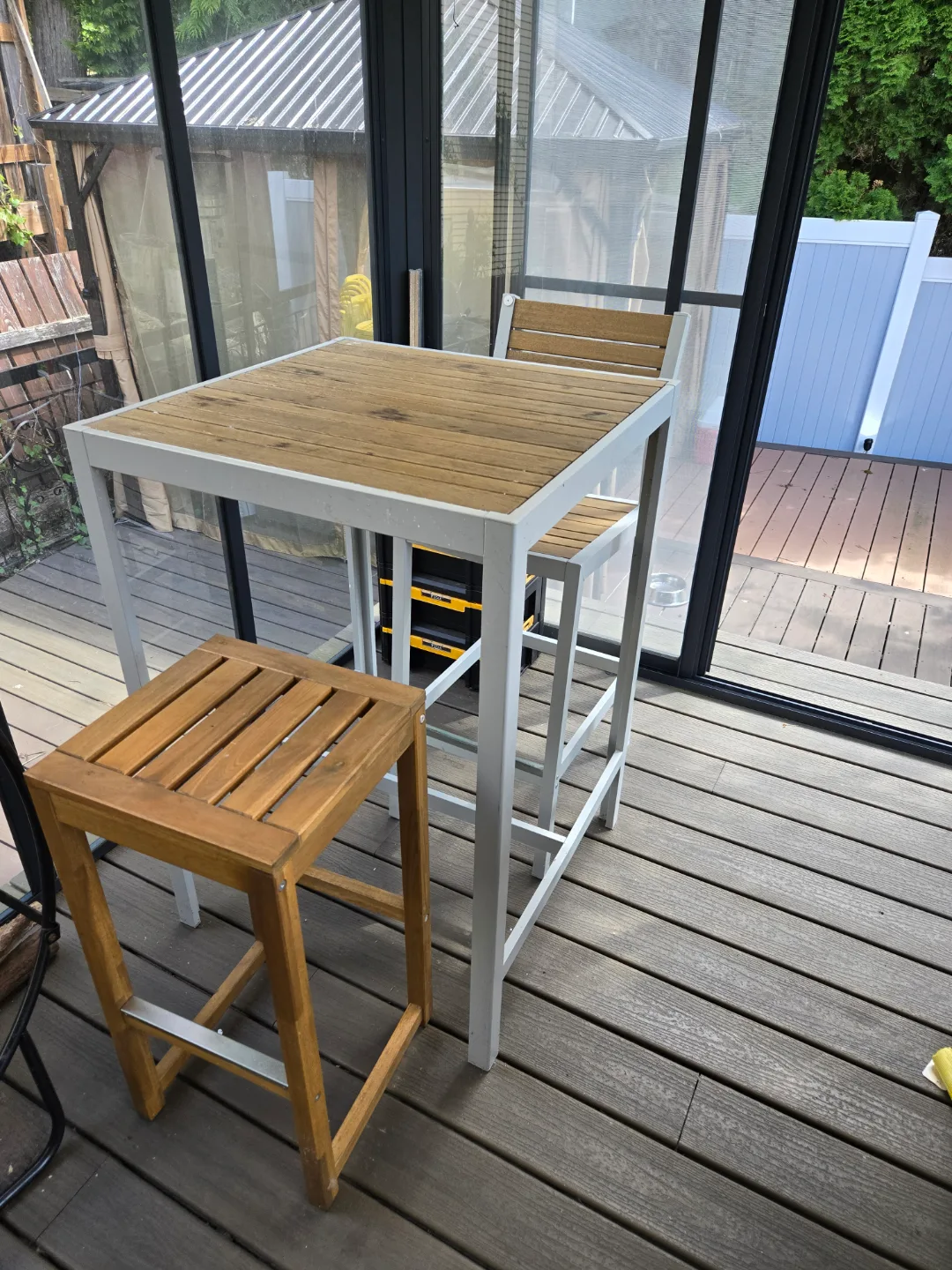 Outdoor Pub Table Set with Two Stools thumbnail