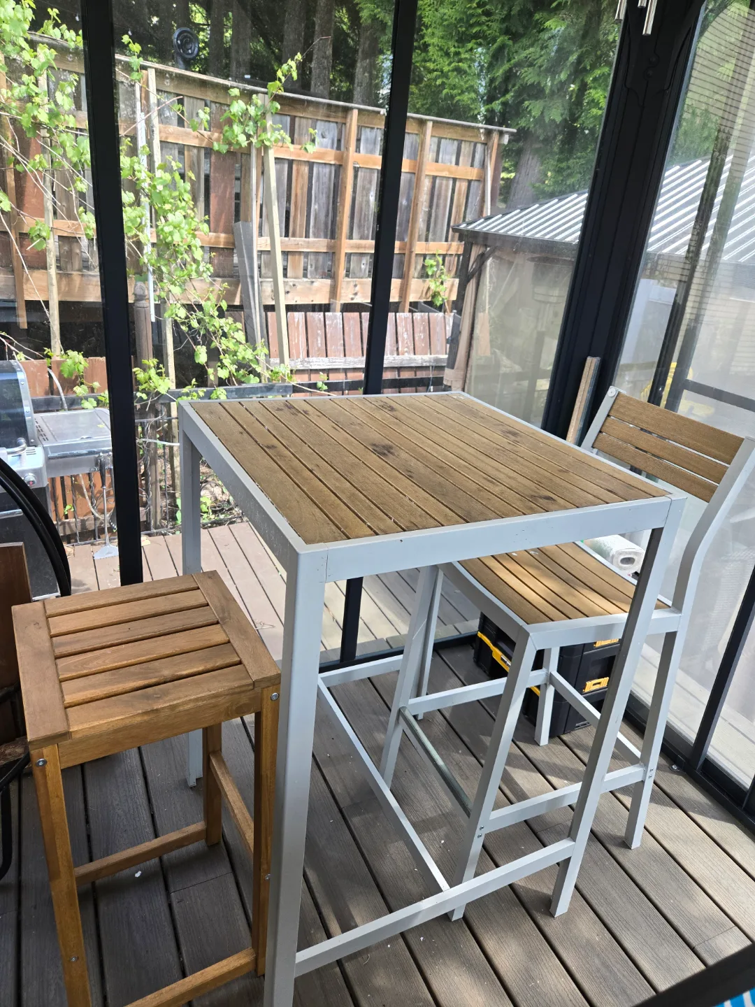 Outdoor Pub Table Set with Two Stools image indicator(2)