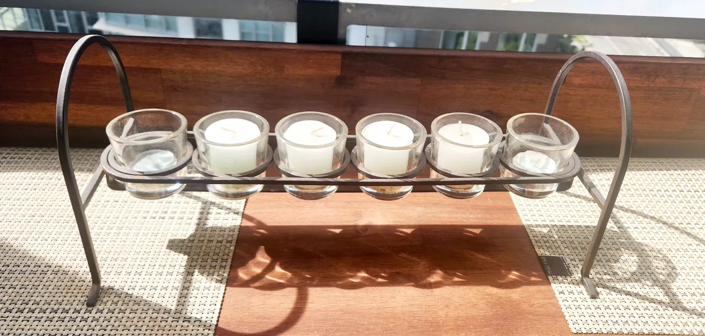 Metal Candle Holder with 6 Candles & 6 Glass Holders image indicator(3)