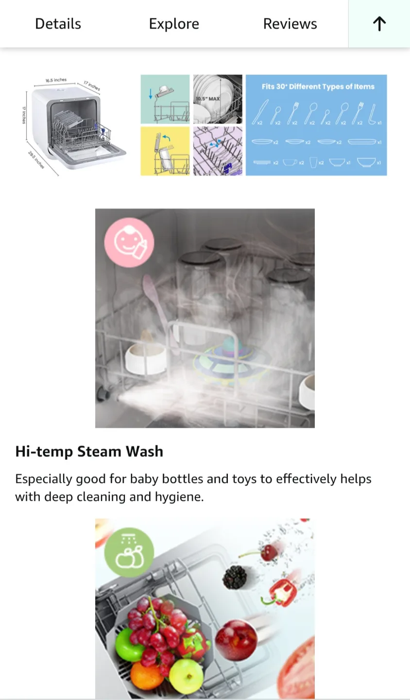 COMFEE' Portable Countertop Dishwasher - Black & White image indicator(6)