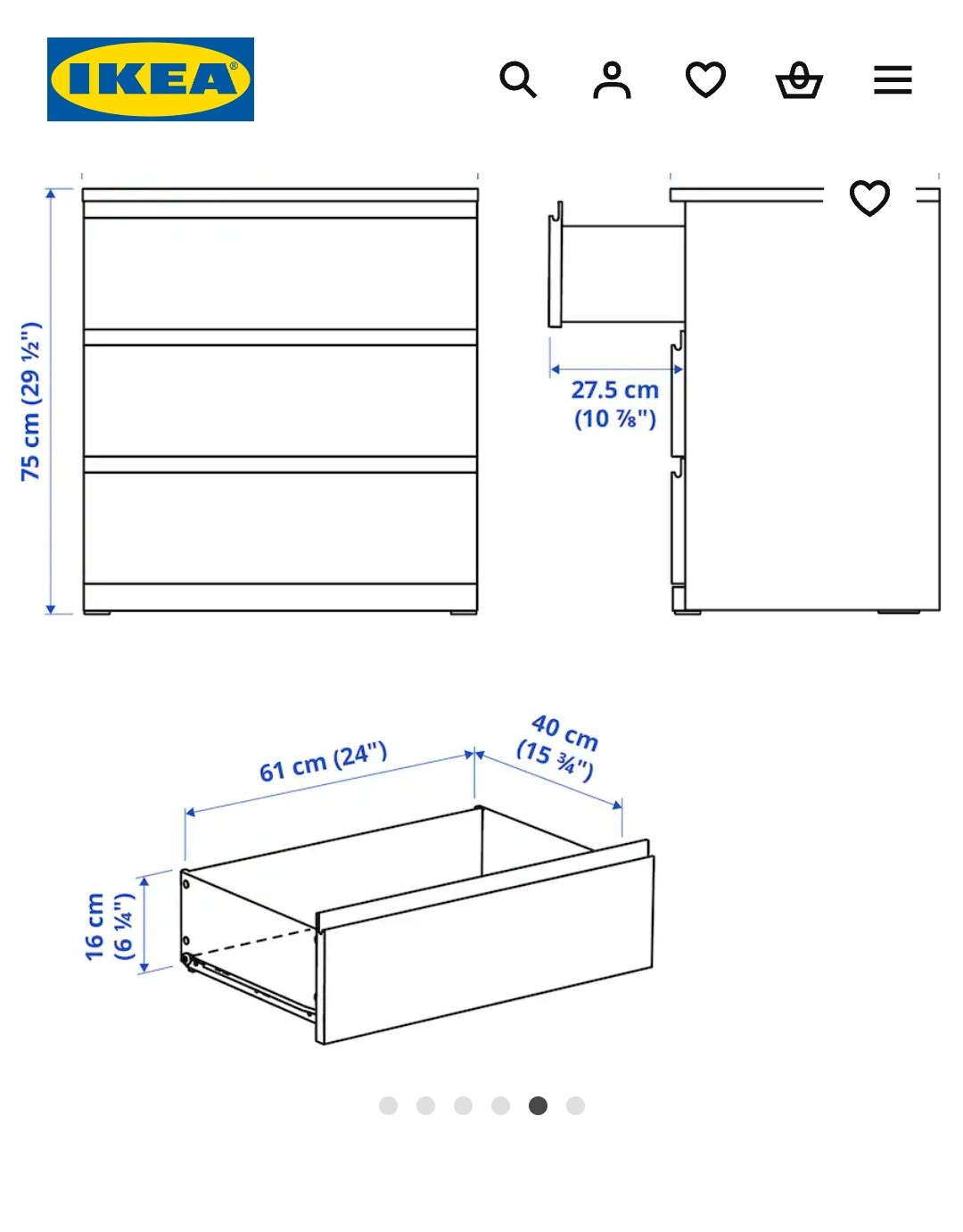 IKEA STORKLINTA 3-Drawer Chest - White - photo 4